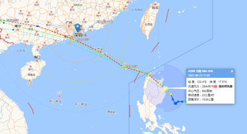2022第9號(hào)臺(tái)風(fēng)馬鞍最新消息 馬鞍會(huì)經(jīng)過(guò)深圳嗎